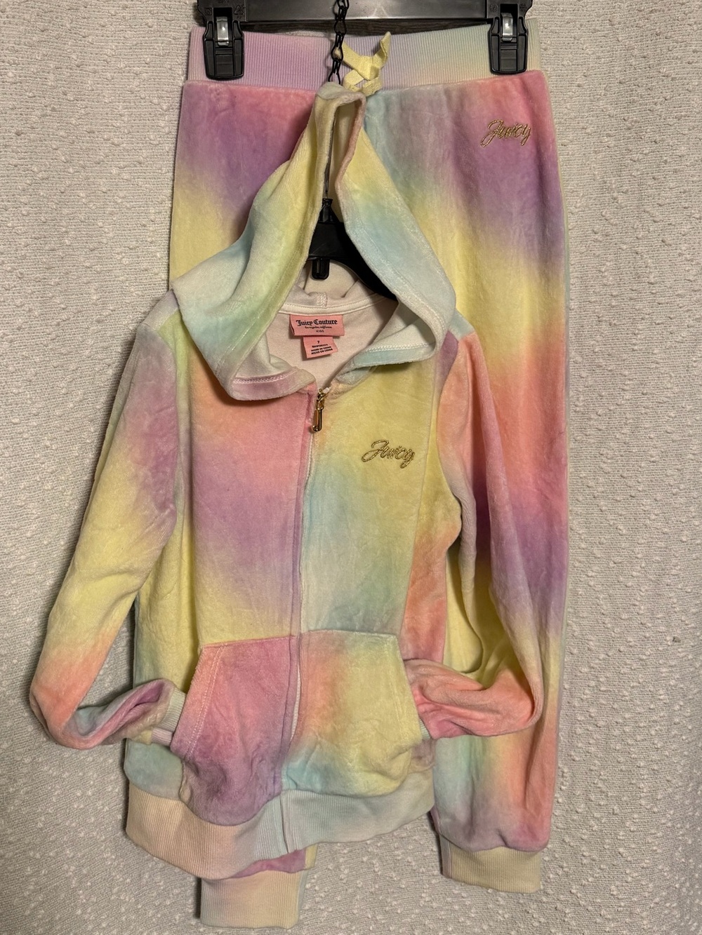 Juicy Couture Pastel Rainbow Velour Hoodie & Pants Set